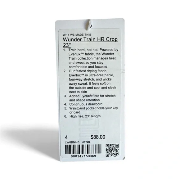 Lululemon Wunder Train High Rise Crop 23” Heather Gray | Size 4 | NWT 🖤 - Picture 2 of 4